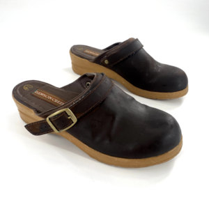 Dawson Creek Womens Mules Clogs Brown Faux Leather Sz 8.5 Slip On‎ Shoes
